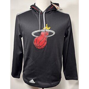 Men’s Size Small Miami Heat Adidas Hoodie NWT Black Big Logo Performance